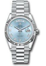 Rolex Day-Date 36 Platinum Ice Blue Roman Dial President Bracelet 128236