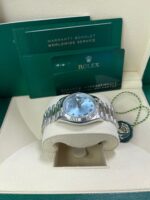 Rolex Day-Date 36 Platinum Ice Blue Roman Dial President Bracelet 128236 - Image 6