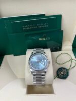 Rolex Day-Date 36 Platinum Ice Blue Roman Dial President Bracelet 128236 - Image 2