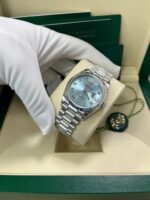 Rolex Day-Date 36 Platinum Ice Blue Roman Dial President Bracelet 128236 - Image 10