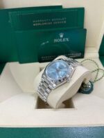 Rolex Day-Date 36 Platinum Ice Blue Roman Dial President Bracelet 128236 - Image 4