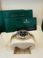 Rolex Day-Date 36 Watch Fluted Bezel Green Ombre´ Diamond Dial President Bracelet (Ref# 128238) - Image 5