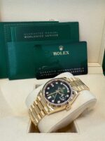 Rolex Day-Date 36 Watch Fluted Bezel Green Ombre´ Diamond Dial President Bracelet (Ref# 128238) - Image 7