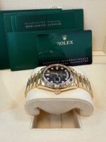 Rolex Day-Date 36 Watch Fluted Bezel Green Ombre´ Diamond Dial President Bracelet (Ref# 128238) - Image 6