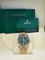 Rolex Day-Date 36 Watch Fluted Bezel Green Ombre´ Diamond Dial President Bracelet (Ref# 128238) - Image 3