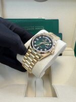 Rolex Day-Date 36 Watch Fluted Bezel Green Ombre´ Diamond Dial President Bracelet (Ref# 128238) - Image 11