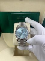 Rolex Day-Date 40 Platinum Day-Date 40 Watch - Fluted Bezel - Ice Blue Baguette Dial 228236 - Image 4