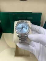 Rolex Day-Date 40 Platinum Day-Date 40 Watch - Fluted Bezel - Ice Blue Baguette Dial 228236 - Image 8
