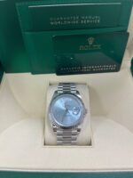 Rolex Day-Date 40 Platinum Day-Date 40 Watch - Fluted Bezel - Ice Blue Baguette Dial 228236 - Image 3