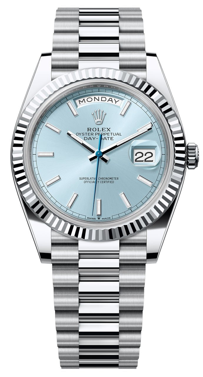 rolex-day-date-40-platinum-day-date-40-watch-fluted-bezel-ice-blue-index-dial-president-bracelet-228236-154540.jpg Rolex Day-Date 40 Platinum Day-Date 40 Watch - Fluted Bezel - Ice Blue Index Dial President Bracelet 228236 - Image 1