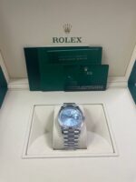 Rolex Day-Date 40 Platinum Day-Date 40 Watch - Fluted Bezel - Ice Blue Index Dial President Bracelet 228236 - Image 4