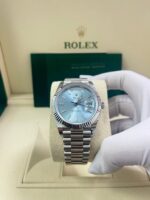 Rolex Day-Date 40 Platinum Day-Date 40 Watch - Fluted Bezel - Ice Blue Index Dial President Bracelet 228236 - Image 12