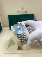 Rolex Day-Date 40 Platinum Day-Date 40 Watch - Fluted Bezel - Ice Blue Index Dial President Bracelet 228236 - Image 9