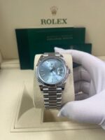 Rolex Day-Date 40 Platinum Day-Date 40 Watch - Fluted Bezel - Ice Blue Index Dial President Bracelet 228236 - Image 11