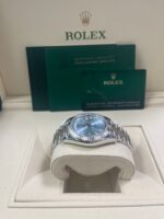 Rolex Day-Date 40 Platinum Day-Date 40 Watch - Fluted Bezel - Ice Blue Index Dial President Bracelet 228236 - Image 6