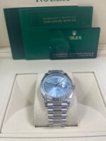 Rolex Day-Date 40 Platinum Day-Date 40 Watch - Fluted Bezel - Ice Blue Index Dial President Bracelet 228236 - Image 3