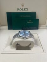 Rolex Day-Date 40 Platinum Day-Date 40 Watch - Fluted Bezel - Ice Blue Index Dial President Bracelet 228236 - Image 7