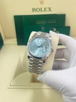 Rolex Day-Date 40 Platinum Day-Date 40 Watch - Fluted Bezel - Ice Blue Index Dial President Bracelet 228236 - Image 10
