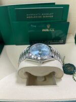 Rolex Day-Date 40 Platinum Day-Date 40 Watch - Fluted Bezel - Ice Blue Roman Dial President Bracelet 228236 - Image 7