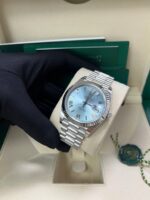 Rolex Day-Date 40 Platinum Day-Date 40 Watch - Fluted Bezel - Ice Blue Roman Dial President Bracelet 228236 - Image 12