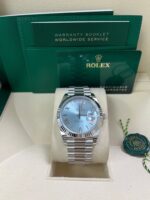 Rolex Day-Date 40 Platinum Day-Date 40 Watch - Fluted Bezel - Ice Blue Roman Dial President Bracelet 228236 - Image 3