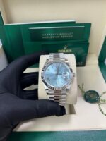 Rolex Day-Date 40 Platinum Day-Date 40 Watch - Fluted Bezel - Ice Blue Roman Dial President Bracelet 228236 - Image 11