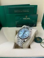 Rolex Day-Date 40 Platinum Day-Date 40 Watch - Fluted Bezel - Ice Blue Roman Dial President Bracelet 228236 - Image 9