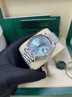 Rolex Day-Date 40 Platinum Day-Date 40 Watch - Fluted Bezel - Ice Blue Roman Dial President Bracelet 228236 - Image 15