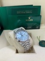 Rolex Day-Date 40 Platinum Day-Date 40 Watch - Fluted Bezel - Ice Blue Roman Dial President Bracelet 228236 - Image 10