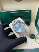 Rolex Day-Date 40 Platinum Day-Date 40 Watch - Fluted Bezel - Ice Blue Roman Dial President Bracelet 228236 - Image 14