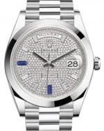 Rolex Day-Date 40mm Paved Diamond Sapphires Dial - Smooth Dome Bezel - Platinum President Automatic (Ref# 228206) - Image 2