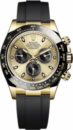 Rolex Daytona 40mm Champagne Dial with Black Subdials/ Black Oysterflex Strap (Reference # 116518LN)