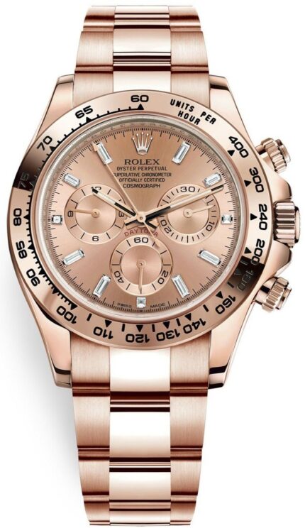 Rolex Daytona Everose Gold Rose Diamond Baguette 40mm Dial Oyster Bracelet Ref# (116505)