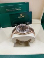 Rolex Everose Gold Day-Date 40 Watch - Everose Gold Bezel - Chocolate Baguette Diamond Dial - President Bracelet (REF#228345RBR) - Image 4