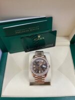 Rolex Everose Gold Day-Date 40 Watch - Everose Gold Bezel - Chocolate Baguette Diamond Dial - President Bracelet (REF#228345RBR) - Image 2