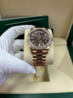 Rolex Everose Gold Day-Date 40 Watch - Everose Gold Bezel - Chocolate Baguette Diamond Dial - President Bracelet (REF#228345RBR) - Image 10