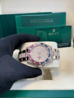 Rolex GMT-Master II Everose Gold/ Full Diamond Paved Dial/ Bracelet Sapphire & Ruby (Ref# 126755SARU) - Image 13
