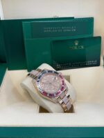 Rolex GMT-Master II Everose Gold/ Full Diamond Paved Dial/ Bracelet Sapphire & Ruby (Ref# 126755SARU) - Image 9