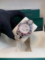 Rolex GMT-Master II Everose Gold/ Full Diamond Paved Dial/ Bracelet Sapphire & Ruby (Ref# 126755SARU) - Image 10