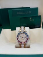 Rolex GMT-Master II Everose Gold/ Full Diamond Paved Dial/ Bracelet Sapphire & Ruby (Ref# 126755SARU) - Image 2