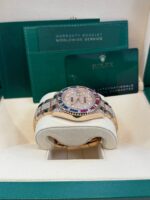 Rolex GMT-Master II Everose Gold/ Full Diamond Paved Dial/ Bracelet Sapphire & Ruby (Ref# 126755SARU) - Image 3