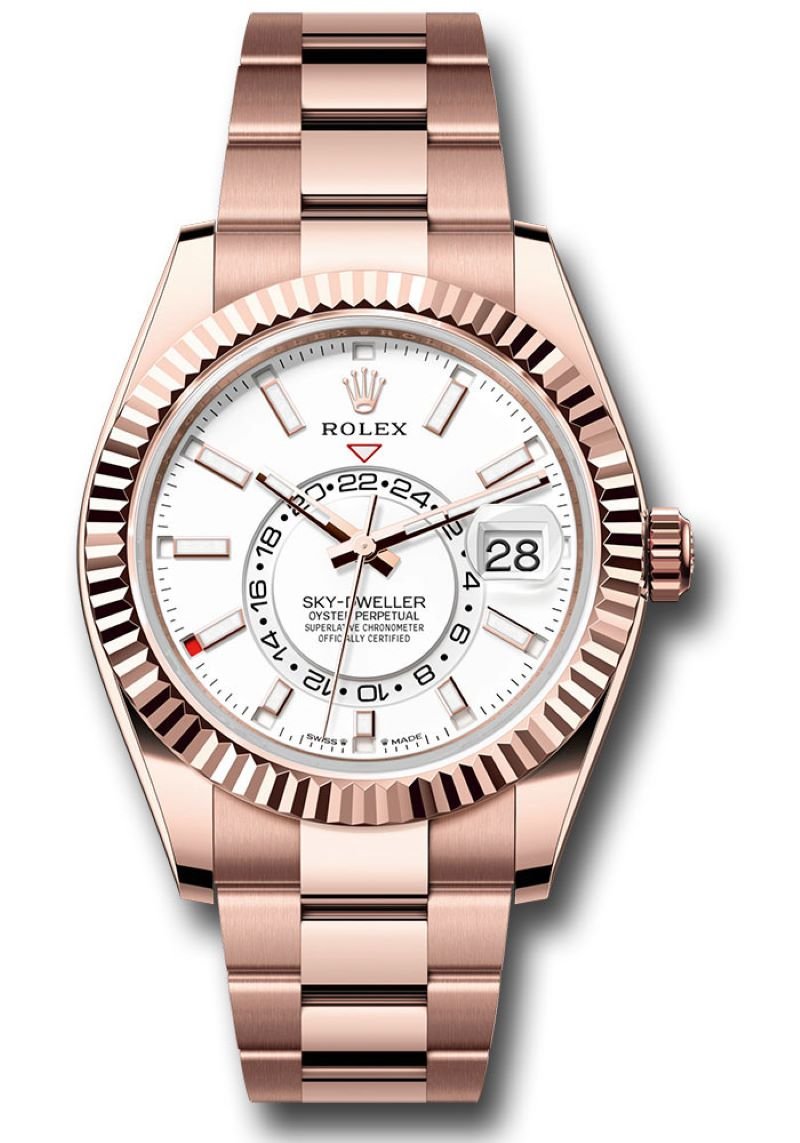 rolex-sky-dweller-everose-gold-fluted-bezel-white-index-dial-oyster-bracelet-336935-197867.jpg Rolex Sky-Dweller Everose Gold Fluted Bezel White Index Dial Oyster Bracelet 336935 - Image 1