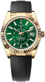 Rolex Sky-Dweller New Release 2025 Sky-Dweller 336238 Yellow Gold Bright Green Dial Oysterflex