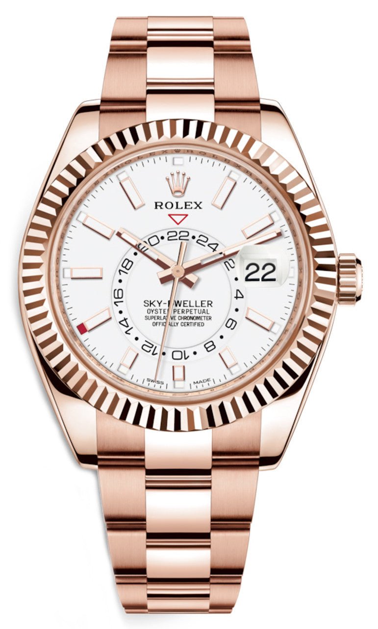 rolex-sky-dweller-rose-gold-sky-dweller-watch-white-index-dial-oyster-bracelet-326935-417010.jpg Rolex Sky-Dweller Rose Gold Sky-Dweller Watch - White Index Dial - Oyster Bracelet 326935 - Image 1