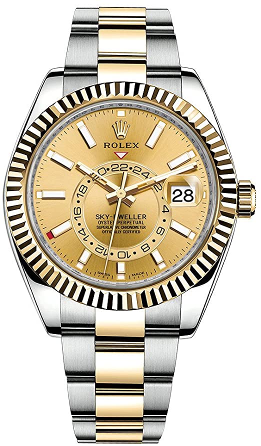 rolex-sky-dweller-two-tone-stainless-steel-yellow-gold-champagne-index-dial-oyster-bracelet-ref-326933-225490.jpg Rolex Sky-Dweller Two-Tone Stainless Steel - Yellow Gold Champagne Index Dial - Oyster Bracelet (Ref# 326933) - Image 1