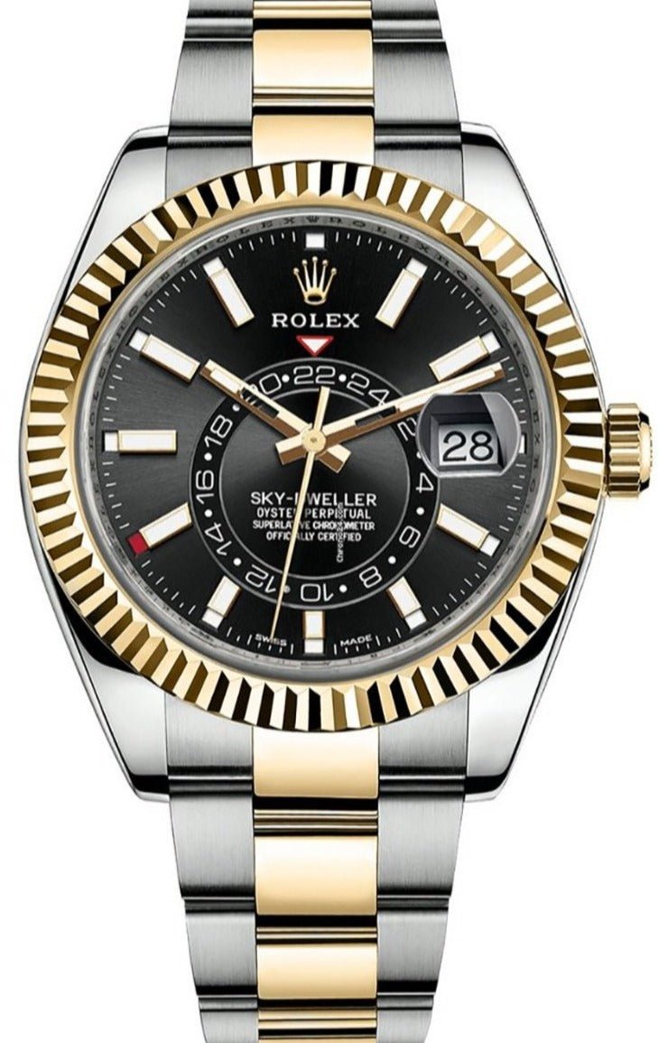 rolex-sky-dweller-two-tone-yellow-gold-black-index-dial-oyster-bracelet-ref-326933-251193.jpg Rolex Sky-Dweller Two-Tone Yellow Gold - Black Index Dial - Oyster Bracelet (Ref# 326933) - Image 1