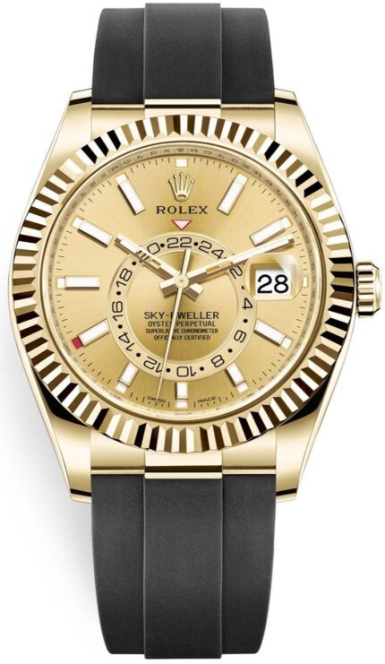 Rolex Sky-Dweller Yellow Gold - Champagne Index Dial - Oysterflex Bracelet - (Ref# 326238)