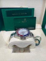 Rolex White Gold GMT-Master II 40 Watch - Blue and Red Pepsi Bezel - Meteorite Dial - Oyster Bracelet (Ref # 126719BLRO ) - Image 4