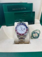Rolex White Gold GMT-Master II 40 Watch - Blue and Red Pepsi Bezel - Meteorite Dial - Oyster Bracelet (Ref # 126719BLRO ) - Image 13