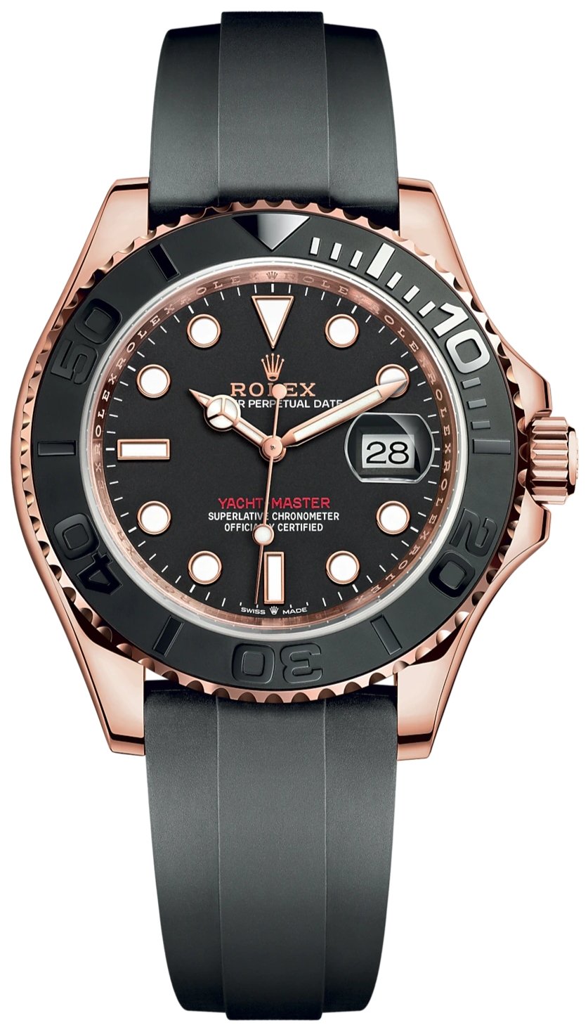 rolex-yacht-master-40mm-rose-gold-black-dial-oysterflex-strap-ref-126655-741278.jpg Rolex Yacht-Master 40mm Rose Gold - Black Dial - Oysterflex Strap (Ref# 126655) - Image 1